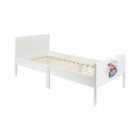 Kids White Single Bed - Racing Cars
