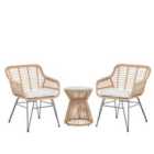 Beliani Bistro Set With Cushions Trestina Pe Rattan Light Brown