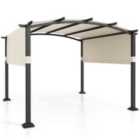 Costway Outdoor Pergola with Retractable Sunshade Canopy and Anchored Plates-Beige