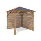 Dunster House Wooden Gazebo Louvre Wall 2M X 2M Garden Shelter Roof Shingles Utopia 200