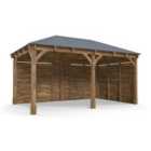 Dunster House Wooden Gazebo Kit Louvre Wall 5M X 3M With Roof Shingles Leviathan