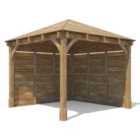 Dunster House Wooden Gazebo Kit Louvre Wall 3M X 3M Heavy Duty Garden Shelter Roof Shingles Leviathan