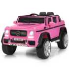 Costway 12V Electric Kids Ride On Car with 2 Motors and Remote Control-Pink