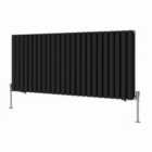 Heizmann 600X1416Mm Double Oval Column Designer Radiator Black
