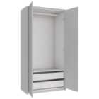 Wickes Claydon Grey Slab Double Wardrobe with Rail, Drawers, Plinth & Panels - 2083 x 1036mm