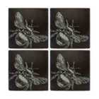 Selbrae House Set Of 4 Slate Bee Coasters - Black