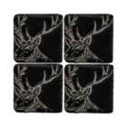 Selbrae House Set Of 4 Slate Stag Coasters - Black
