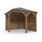 Dunster House Wooden Corner Gazebo 3m x 3m Garden Shelter Canopy Wooden Roof Shingles Leviathan