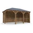 Dunster House Wooden Corner Gazebo 5M X 3M Garden Shelter Canopy Wooden With Roof Shingles Included Leviathan