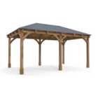 Dunster House Wooden Garden Gazebo 5m x 3m Heavy Duty With Roof Shingles Included Leviathan