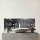 Black Grey Abstract Sun And Moon Glass Bathroom Splashback
