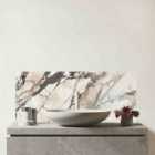Off White Marble Effect Glass Bathroom Splashback