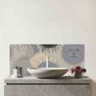 Grey Black Abstract Moon And Sun Glass Bathroom Splashback