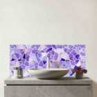 Purple And White Mosaic Design Glass Bathroom Splashback