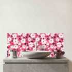 Small Cute White Flower Pattern Glass Bathroom Splashback