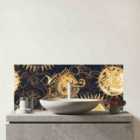 Moon And Sun Gold Blue Glass Bathroom Splashback
