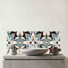 Beige And Brown Abstract Pattern Glass Bathroom Splashback