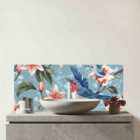 Birds On A Branch, Amongst The Lillies Glass Bathroom Splashback