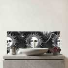 Moon And Sun Black White Glass Bathroom Splashback