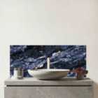Deep Ocean Blue Quartz Effect Glass Bathroom Splashback