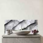 Modern Grey Marble Effect Glass Bathroom Splashback