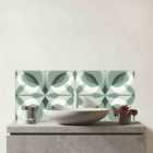 Geometric Green Grey Glass Bathroom Splashback
