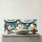 Vintage Tea Party Glass Bathroom Splashback