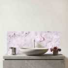 Pale Pink Quartz Effect Glass Bathroom Splashback