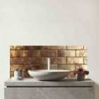 Bronze Gold Brick Pattern Glass Bathroom Splashback