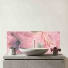 Rose And Gold Marble Effect Glass Bathroom Splashback