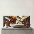 Dynamic Chaos: Energy Unleashed Glass Bathroom Splashback