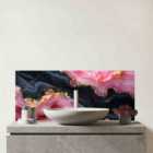 Pink And Black Marble Effect Glass Bathroom Splashback