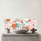 Orange Floral Pattern Glass Bathroom Splashback