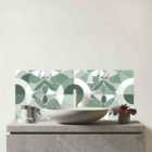 Geometric Pastel Green Glass Bathroom Splashback