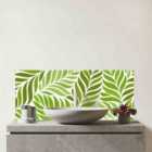 Green Leaf Pattern Glass Bathroom Splashback