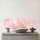 Rose Marble Effect Glass Bathroom Splashback