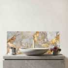 Gold Quartz Effect Glass Bathroom Splashback