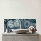 Silver Blue Moon And Stars Glass Bathroom Splashback