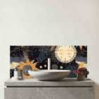 Gold Sun And Moon Glass Bathroom Splashback