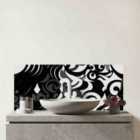 Black Grey Abstract Glass Bathroom Splashback