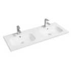 Limoge® 5414 Ceramic 121Cm Mid-edge Double Inset Basin With Oval Bowl