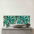 Geometric Pattern Design Glass Bathroom Splashback