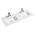 Limoge® 4012 Ceramic 121Cm Thin-edge Double Inset Basin With Rectangular Bowl