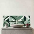 Geometric Green Black Glass Bathroom Splashback