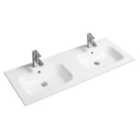 Limoge® 4010 Ceramic 121Cm Thin-edge Double Inset Basin With Oval Bowl