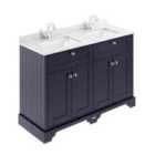 Old London Twilight Blue Floor Standing 4 Door Vanity Basin Unit With Square Basin & 1 Tap Hole Marble Top, 1200Mm - Twilight Blue