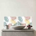 Palm Branches In Natural Colors Glass Bathroom Splashback