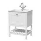 Hudson Reed Bexley Floor Standing 1 Drawer Vanity & 1 Tap Hole Stone Basin, 600Mm - Pure White