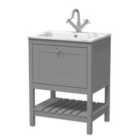 Hudson Reed Bexley Floor Standing 1 Drawer Vanity & 1 Tap Hole Stone Basin, 600Mm - Cool Grey