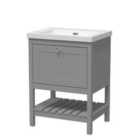 Hudson Reed Bexley Floor Standing 1 Drawer Vanity & 0 Tap Hole Contemporary Fireclay Basin, 600Mm - Cool Grey